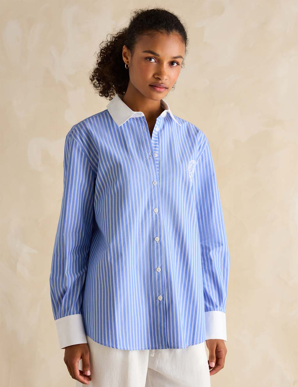 Pure Cotton Striped Collared Relaxed Shirt