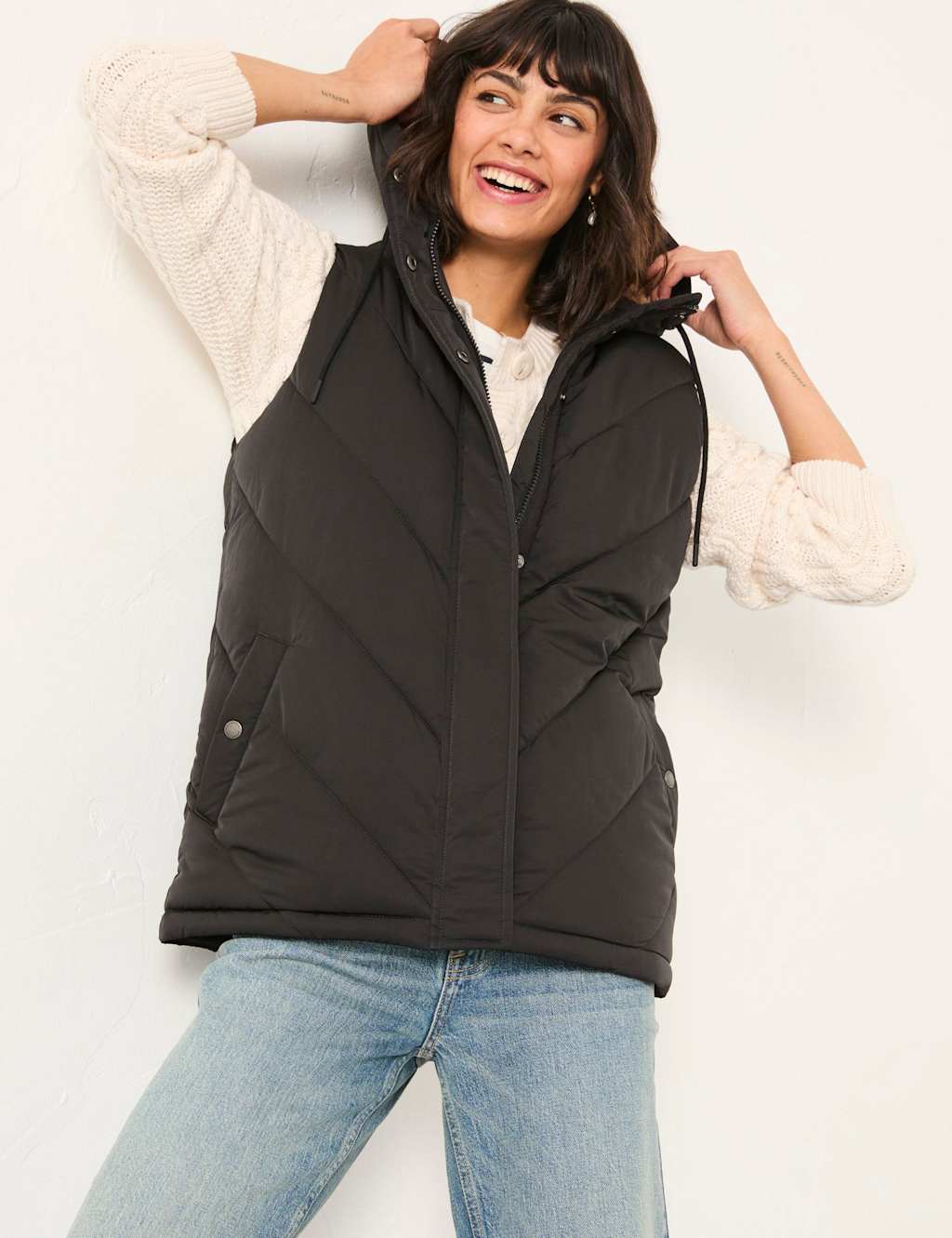 FatFace Hooded Gilet Black