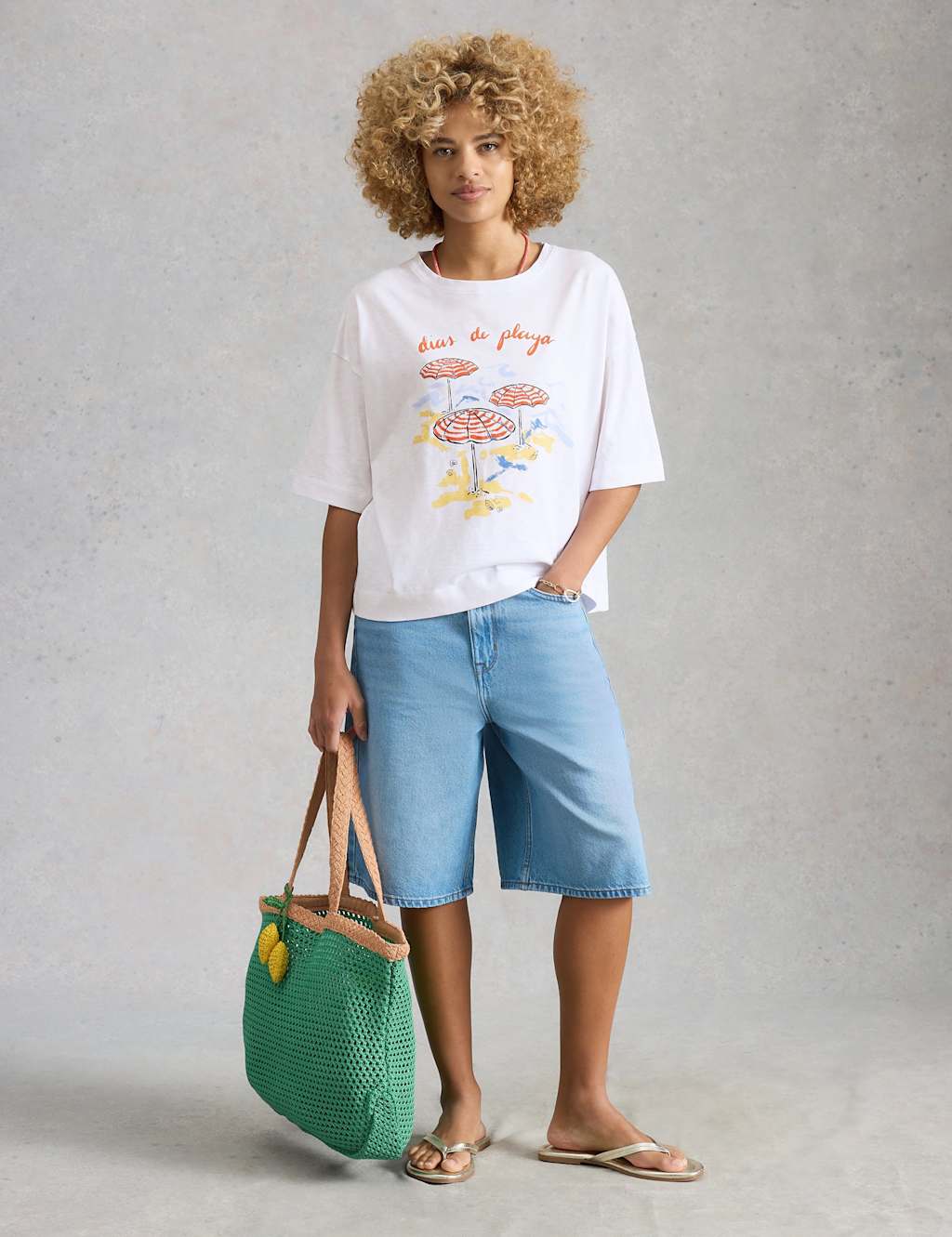 White Stuff Women's Pure Cotton Beach T-Shirt - 12 - White Mix - Available at M&S