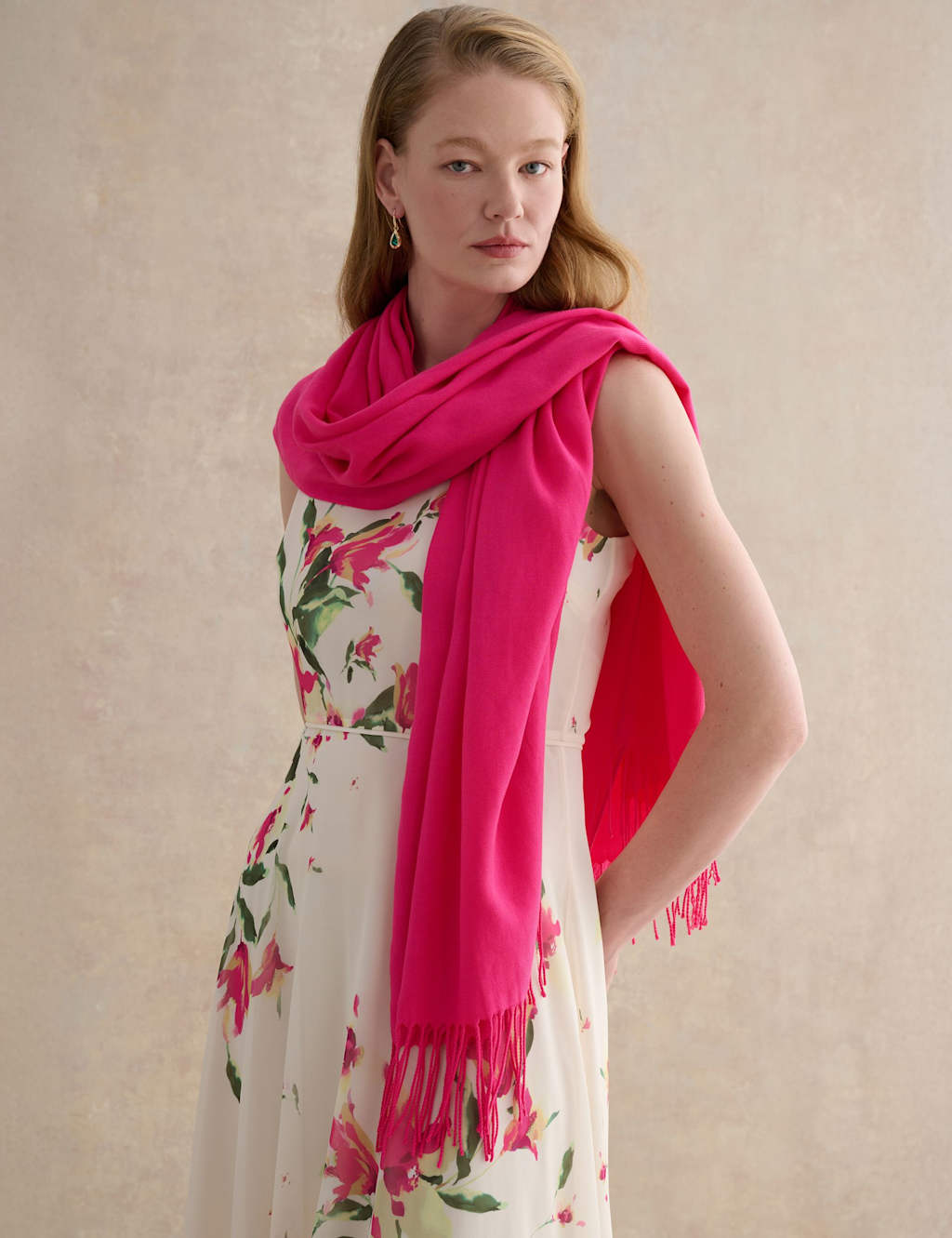 Hobbs Women's Fringed Scarf - Pink - Available at M&S