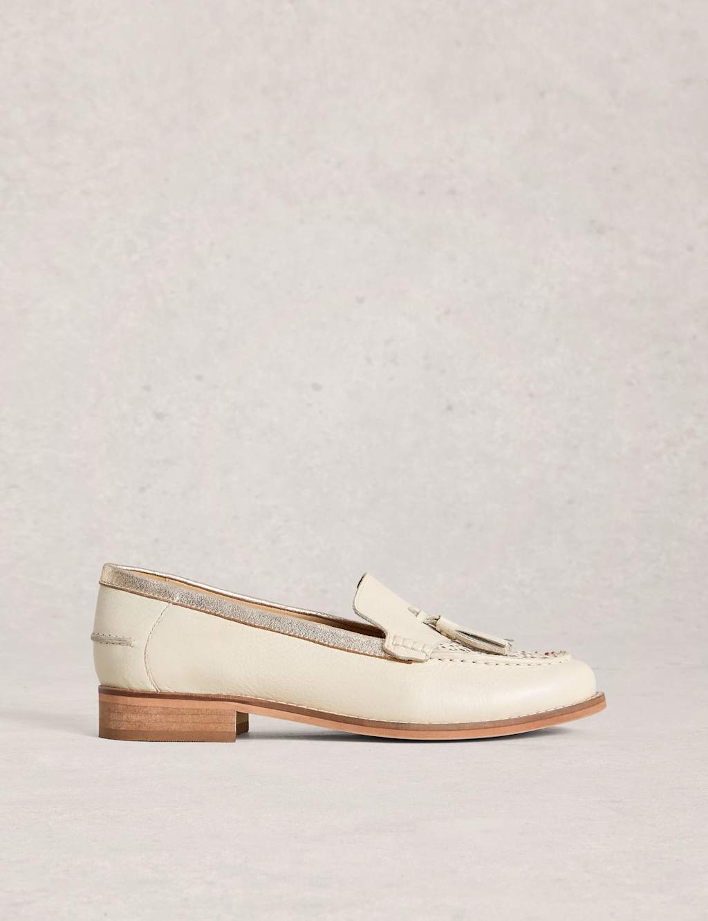 White Stuff Women's Leather Tassel Metallic Loafers - 5 - White Mix - Available at M&S