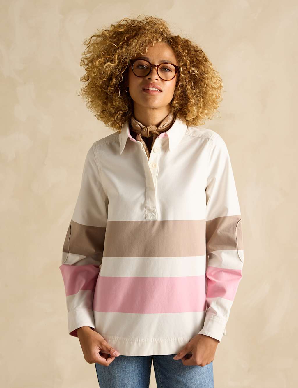 Pure Cotton Colour Block Collared Shirt