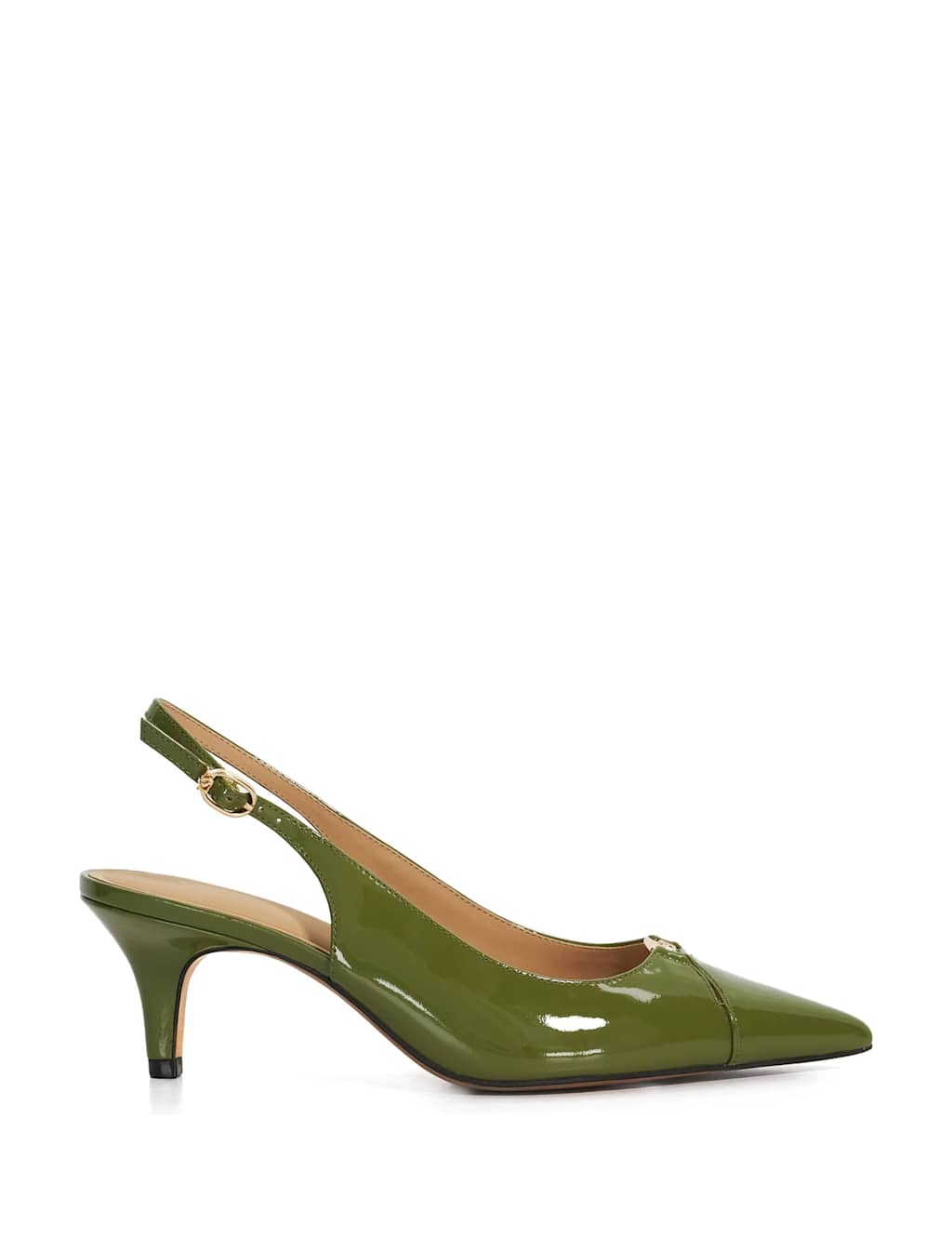 Dune London Leather Stiletto Heel Slingback Shoes Green
