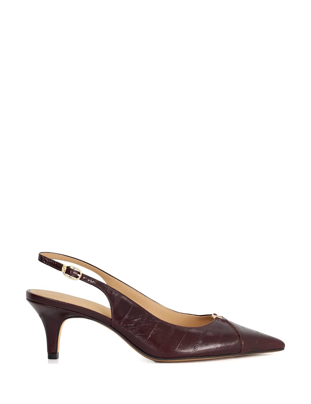 Dune London Leather Stiletto Heel Slingback Shoes Burgundy