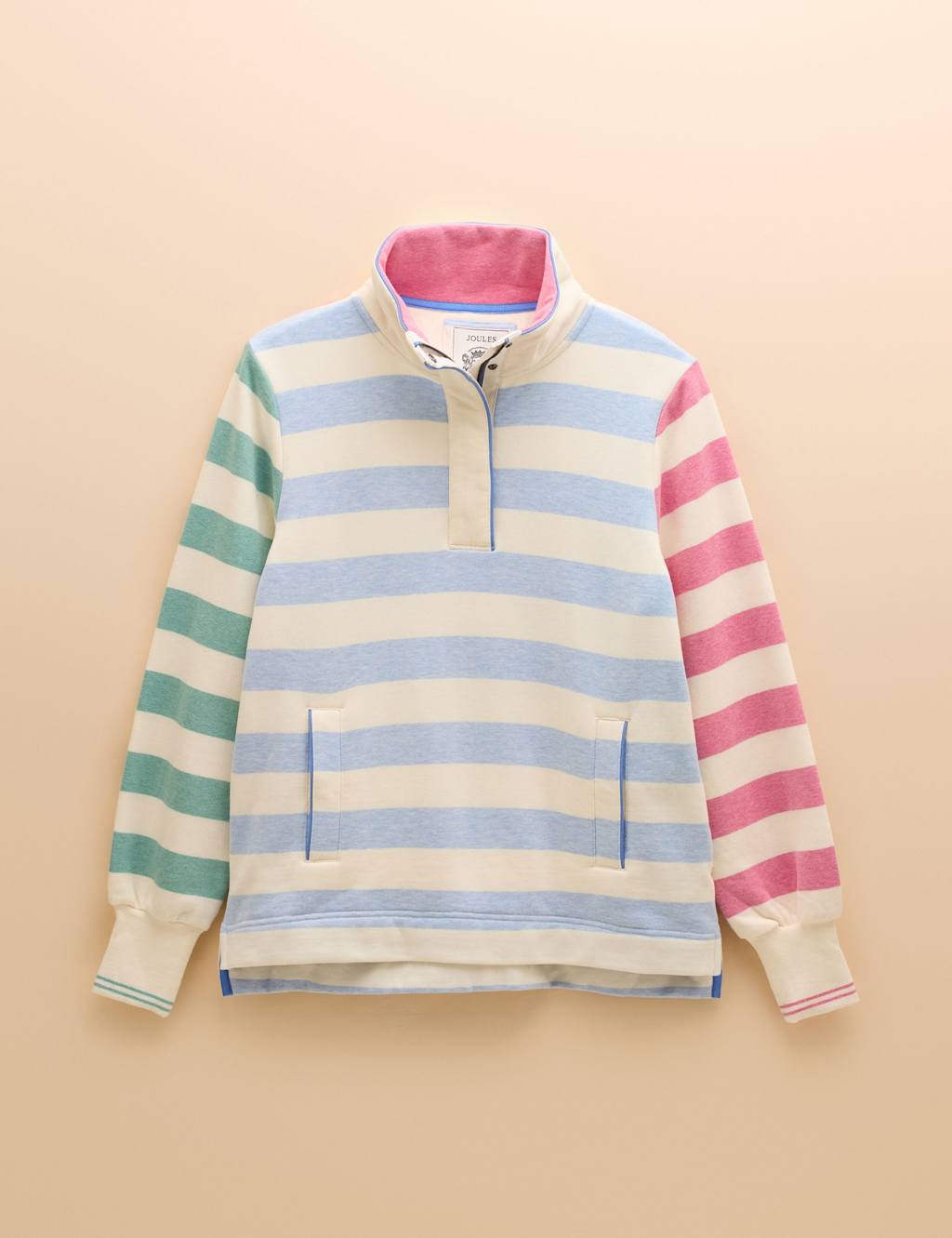 Pure Cotton Striped Funnel Neck Sweatshirt