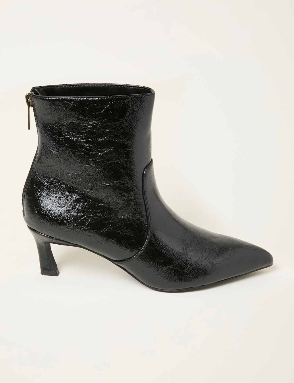 FatFace Patent Kitten Heel Ankle Boots Black