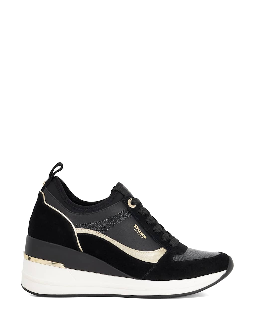 Dune London Suede Lace Up Trainers Black