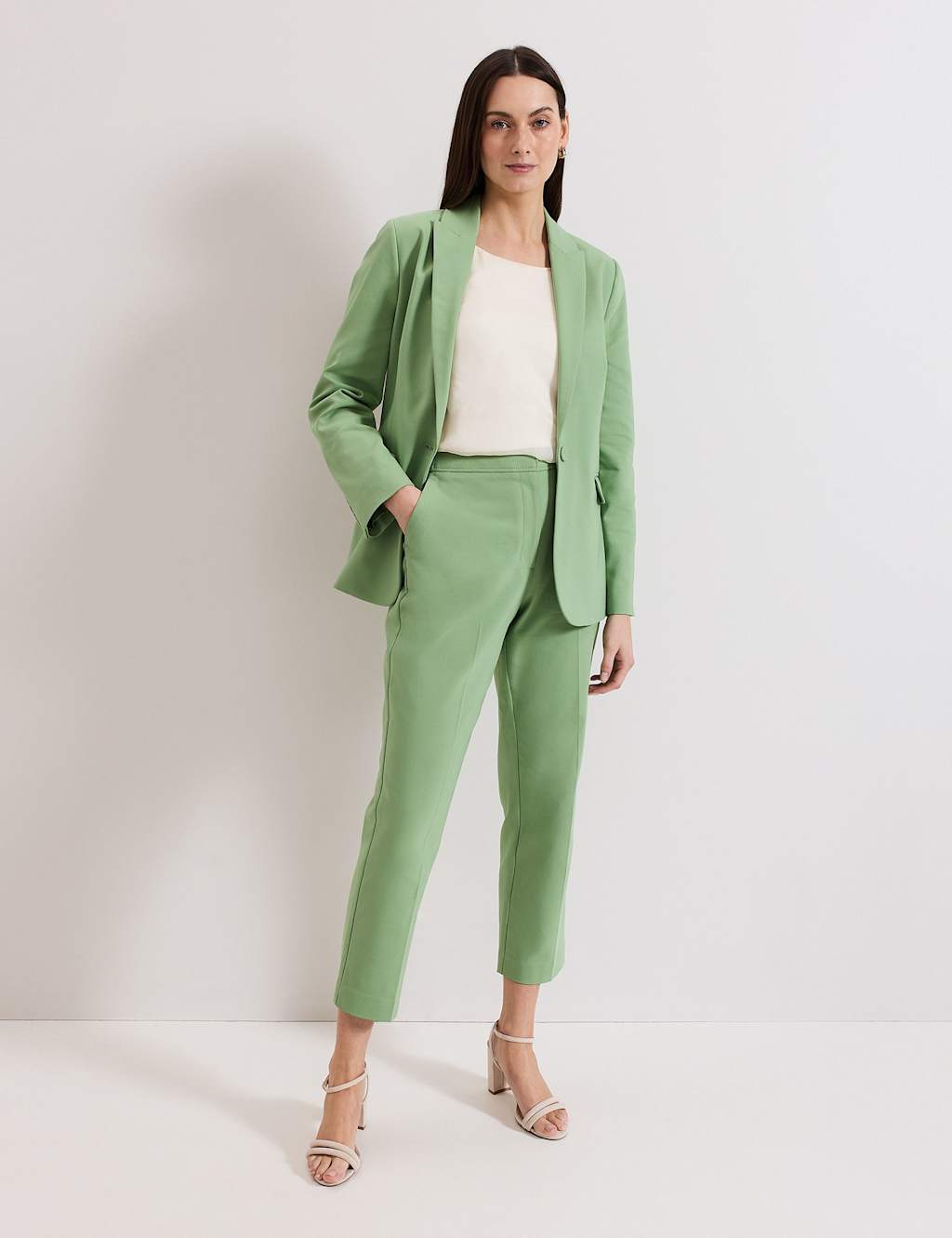 Cotton Rich Tapered Ankle Grazer Trousers