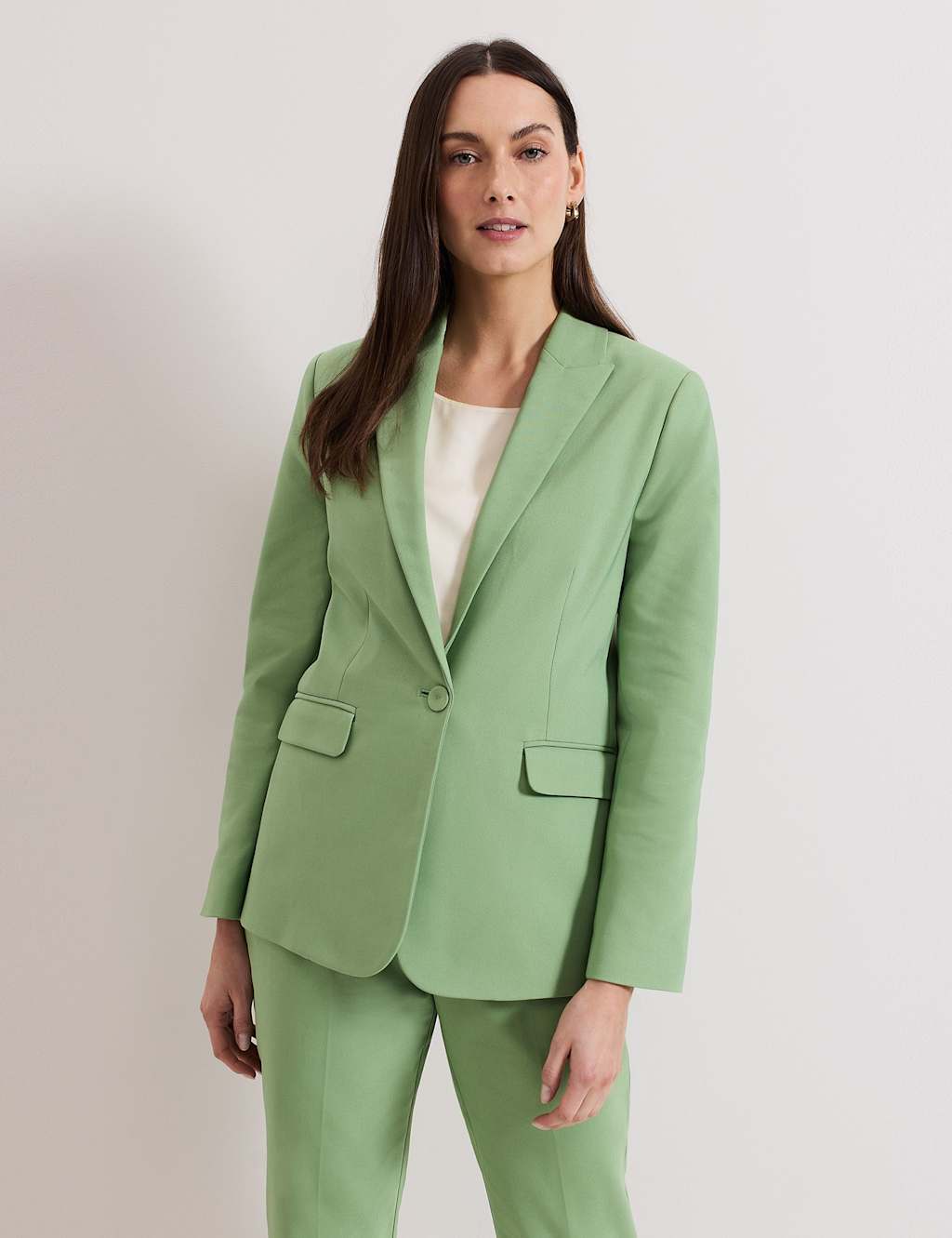 Cotton Blend Single Breasted Blazer