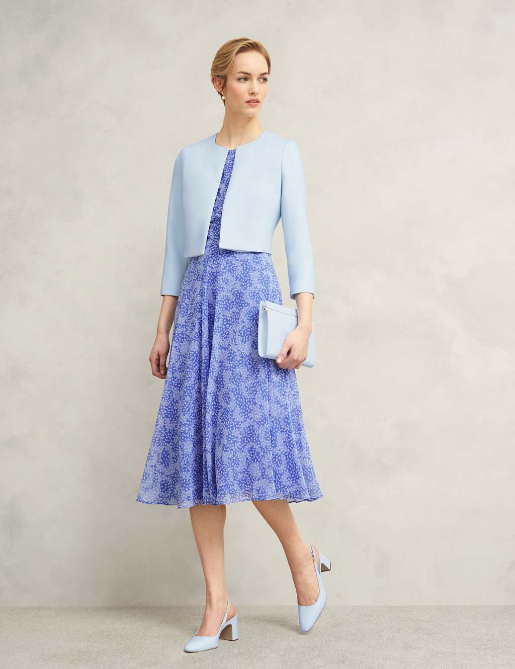 Hobbs Women's Collarless Cropped Jacket - 12 - Blue - Available at M&S