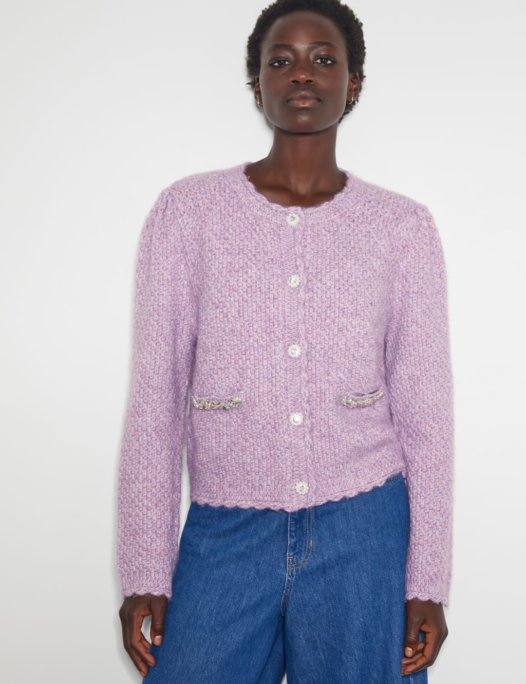 Purple cardigan womens top