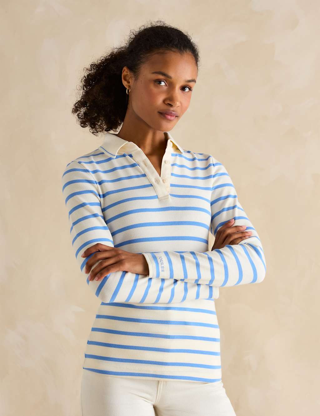 Cotton Rich Striped Collared Top