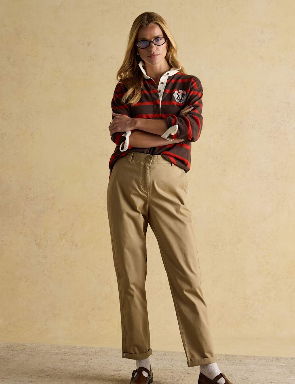 Joules Cotton Rich Brushed Straight Leg Chinos Tan