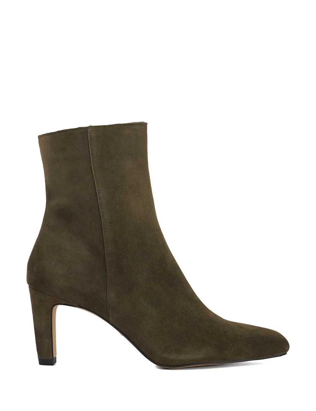 Dune London Suede Stiletto Heel Square Toe Ankle Boots Khaki