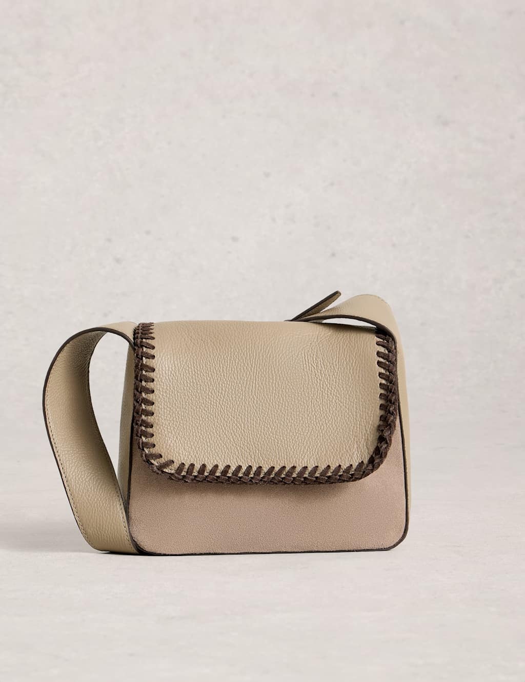 White Stuff Women's Leather Stitch Detail Satchel - Natural - Available at M&S