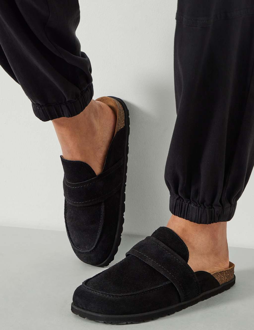 Hush Women's Suede Footbed Flat Mules - 37 - Black - Available at M&S