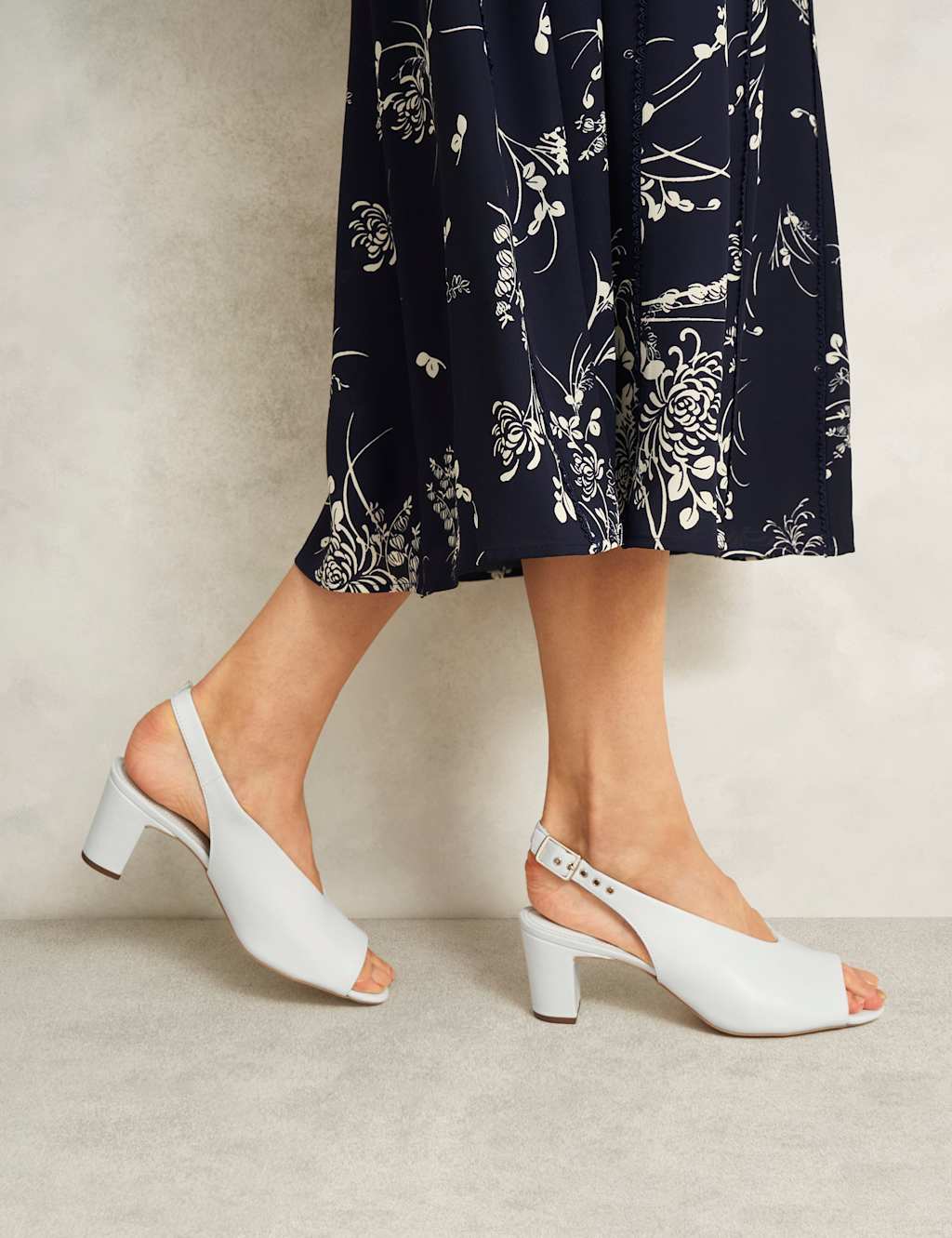 Hobbs Women's Faux Suede Block Heel Slingback Sandals - 5 - Cream - Available at M&S