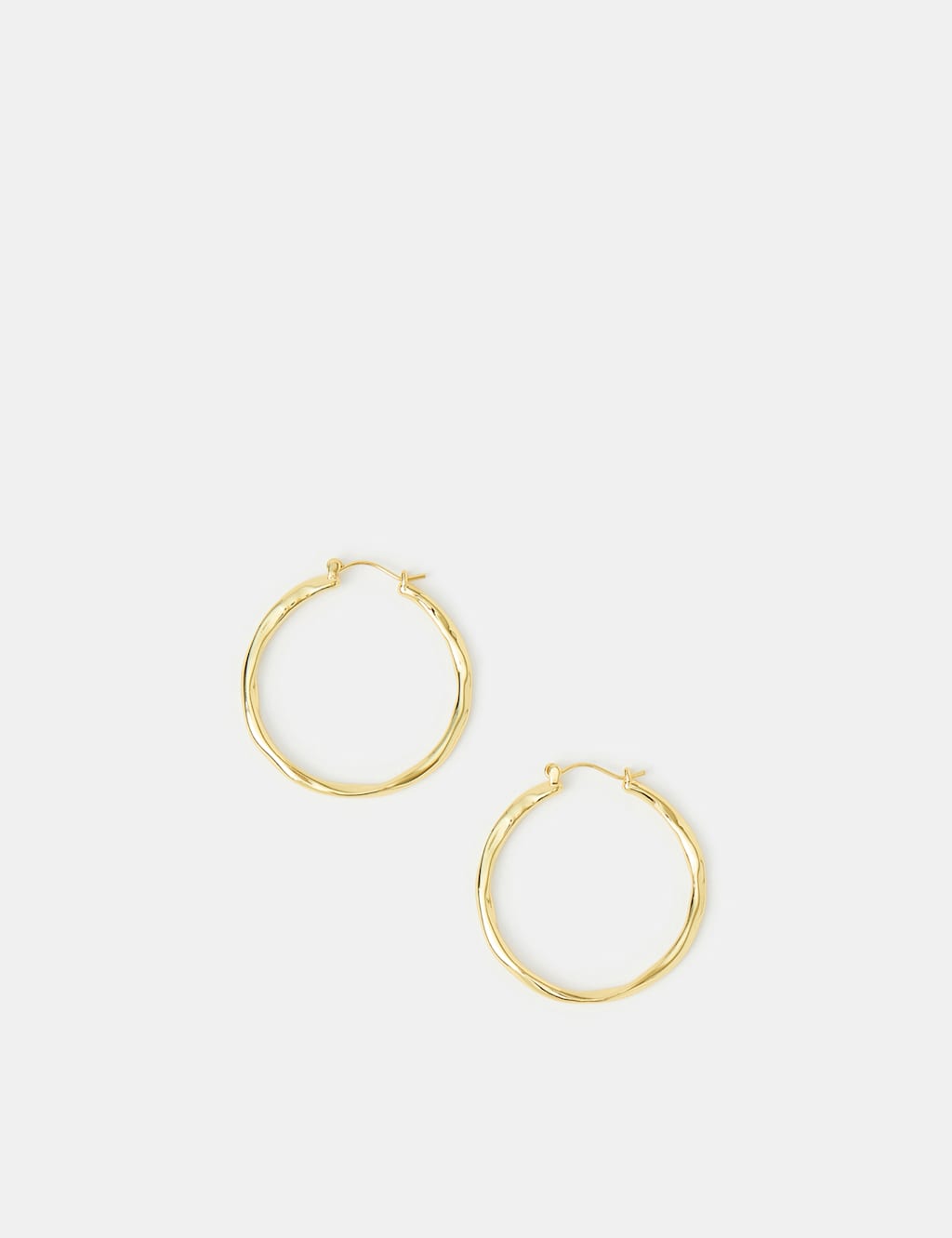 Accessorize Women's 14 Carat Gold Plated Molten Hoop Earrings - Available at M&S