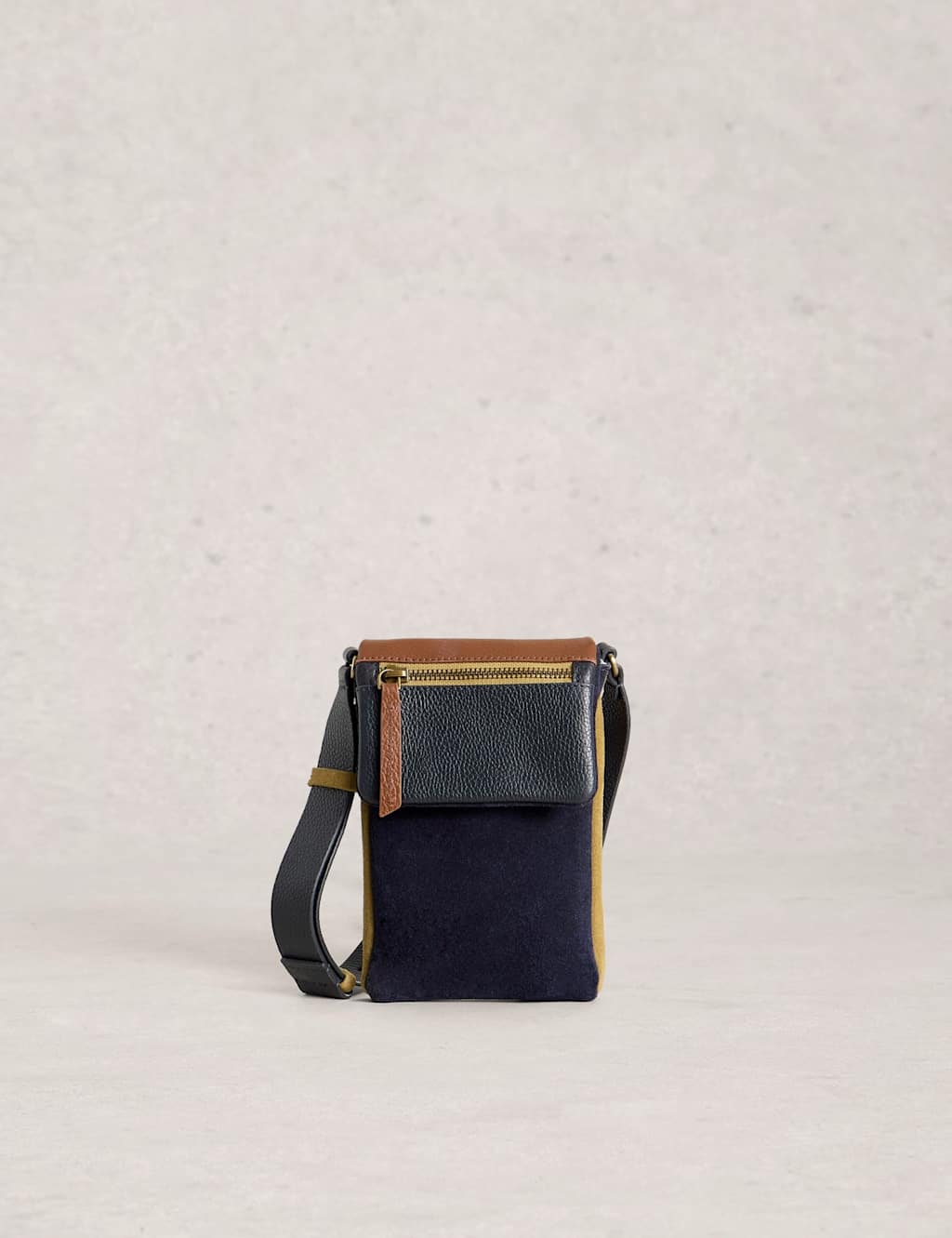 White Stuff Women's Leather Cross Body Phone Bag - Navy Mix - Available at M&S