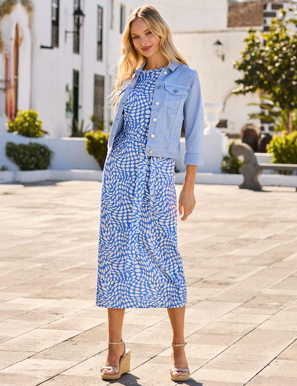 Sosandar Women's Cotton Rich Denim Collared Jacket - 10 - Blue - Available at M&S