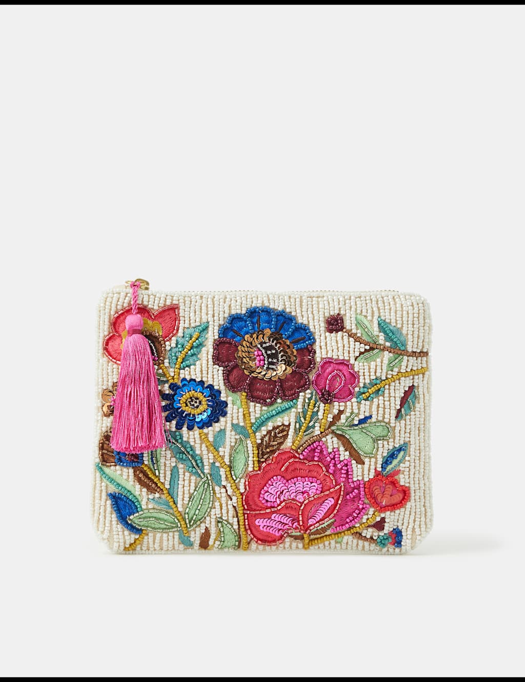 Accessorize Women's Pure Cotton Floral Beaded Pouch - Multi - Available at M&S