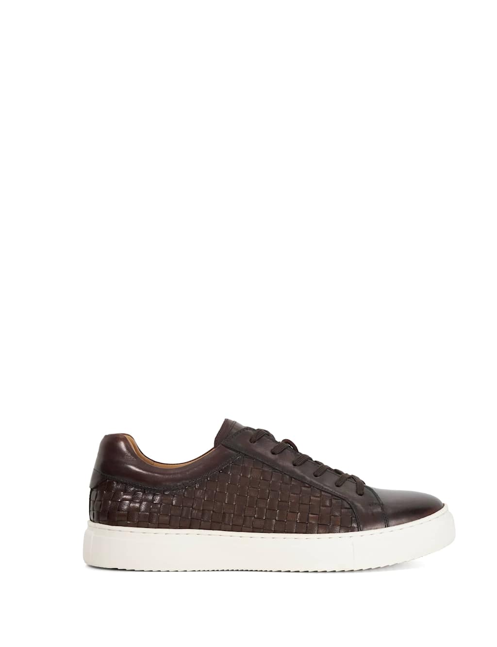 Dune London Leather Lace Up Trainers Brown