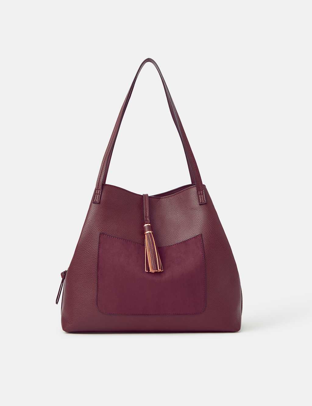 Accessorize Women's Faux Leather Slouchy Shoulder Bag - Burgundy - Available at M&S