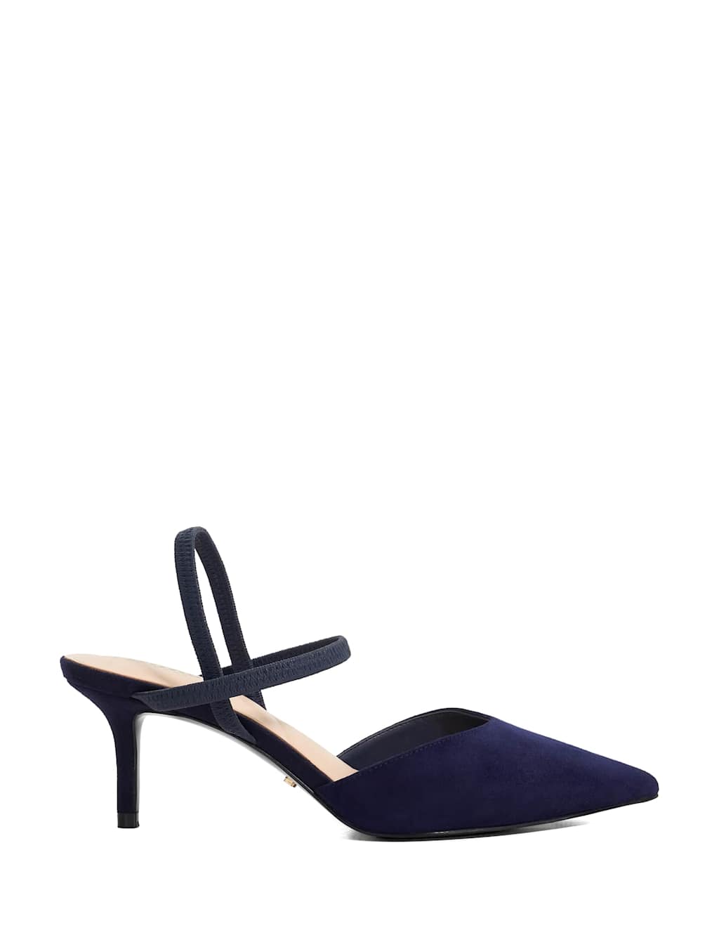 Dune London Wide Fit Leather Ankle Strap Court Shoes Blue
