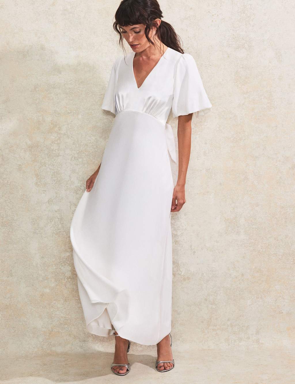 V-Neck Tie Detail Maxi Tea Dress