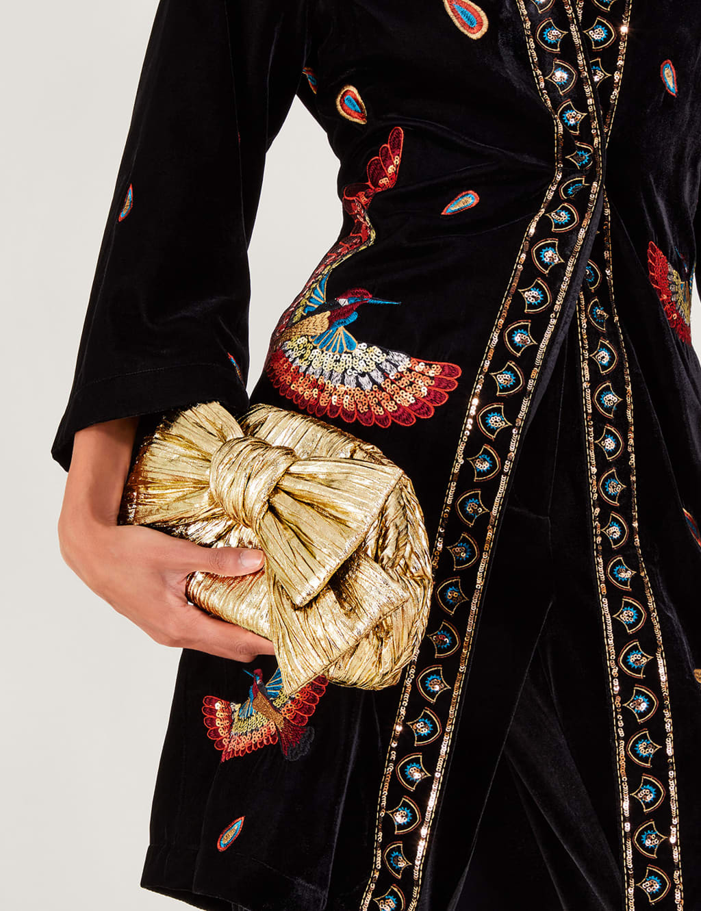 Metallic Bow Clutch Bag