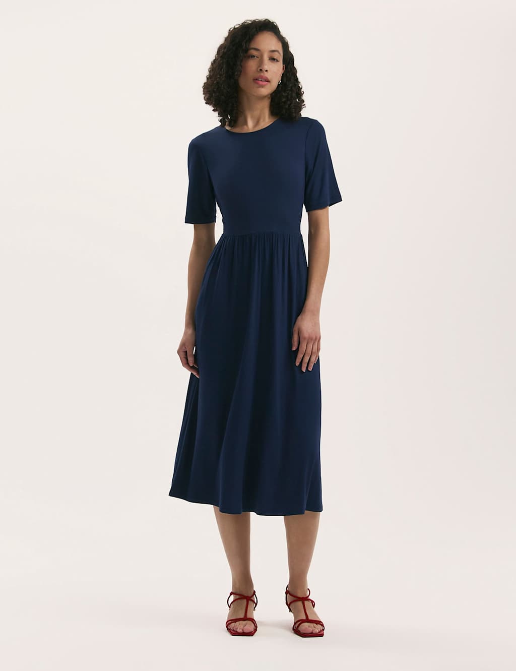 Jersey Round Neck Midi T-Shirt Skater Dress