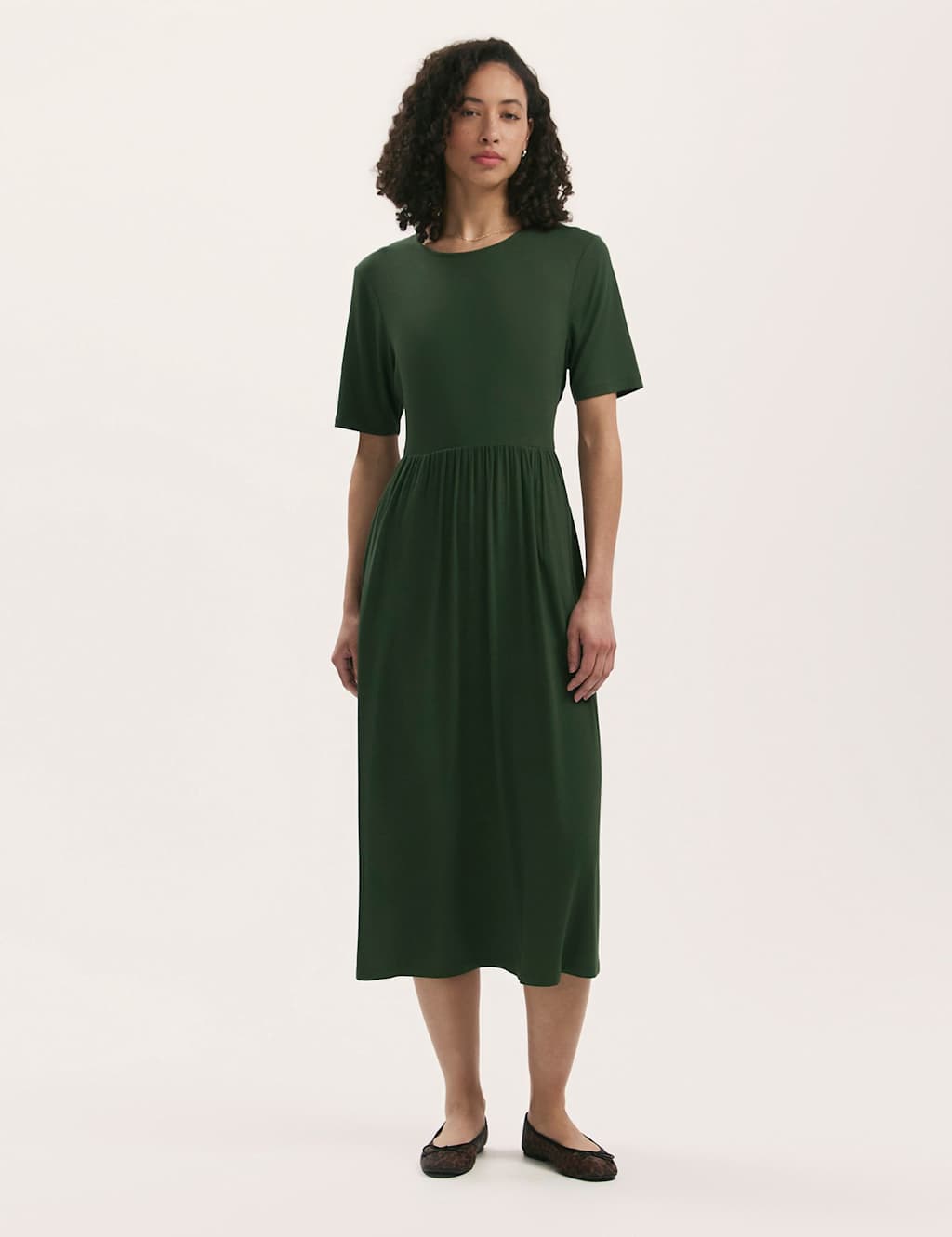 Jersey Round Neck Midi T-Shirt Skater Dress