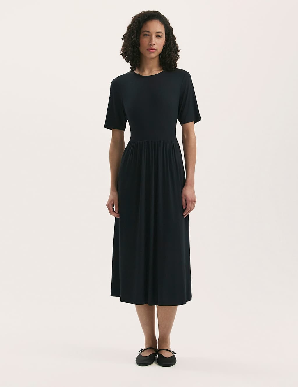 Jersey Round Neck Midi T-Shirt Skater Dress