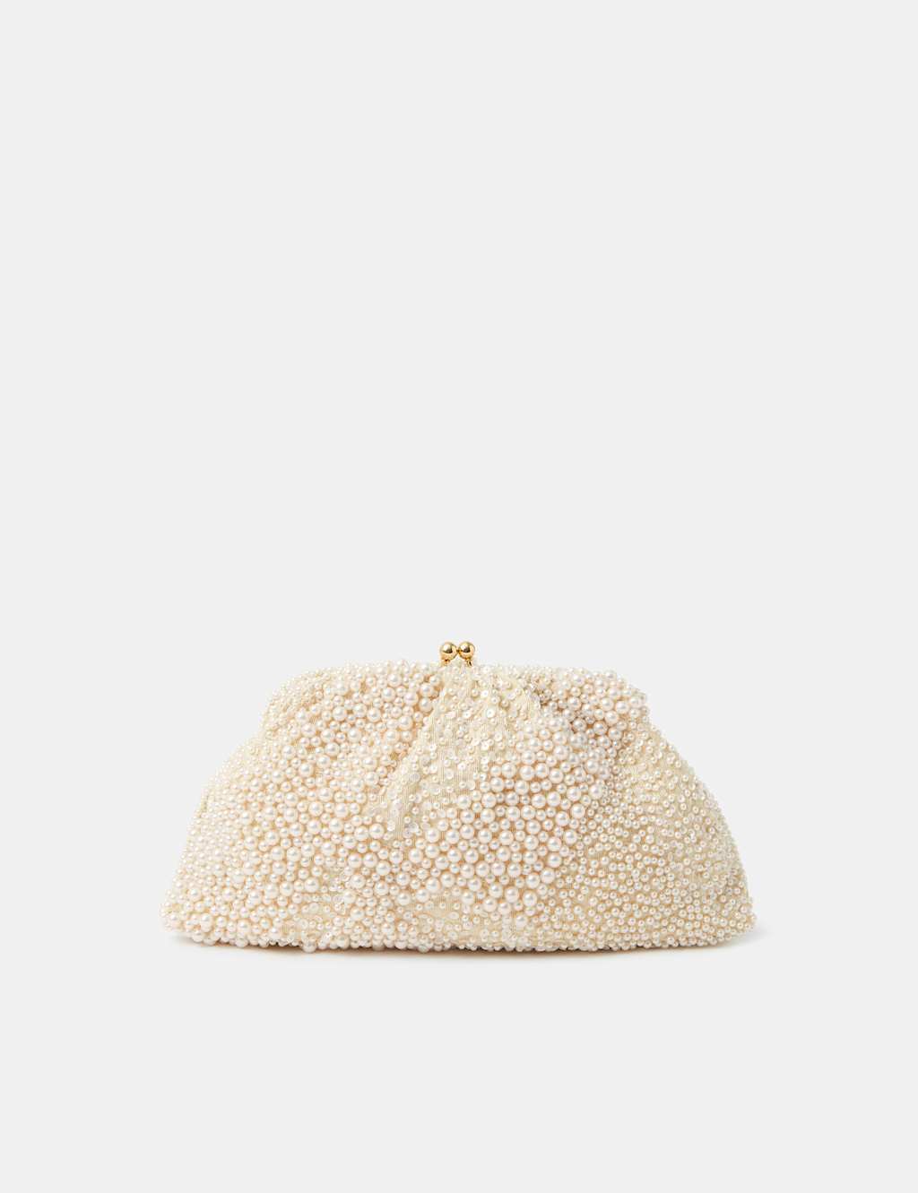 ACCESSORIZE Beaded Woven Top Handle Clutch Bag Ivory