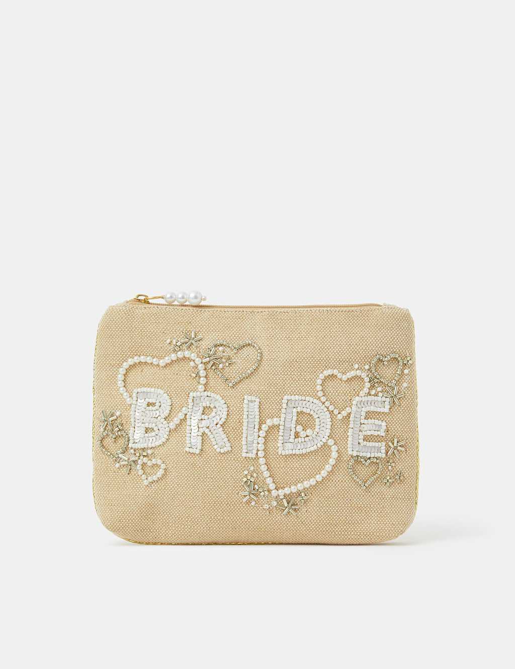 ACCESSORIZE Jute Embellished Pouch Ivory
