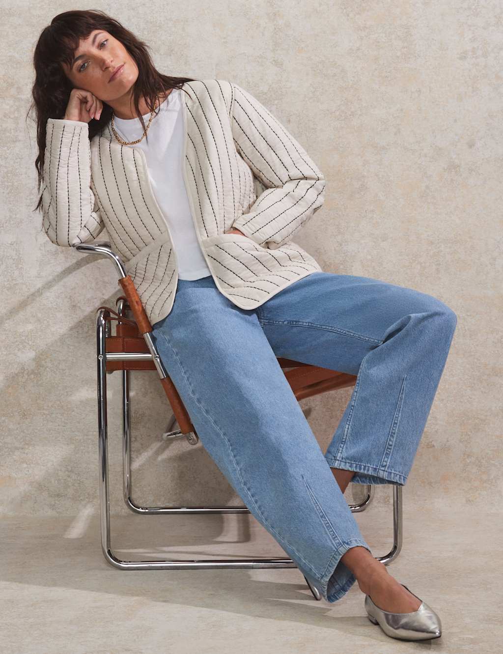 Pure Cotton Striped Padded Jacket