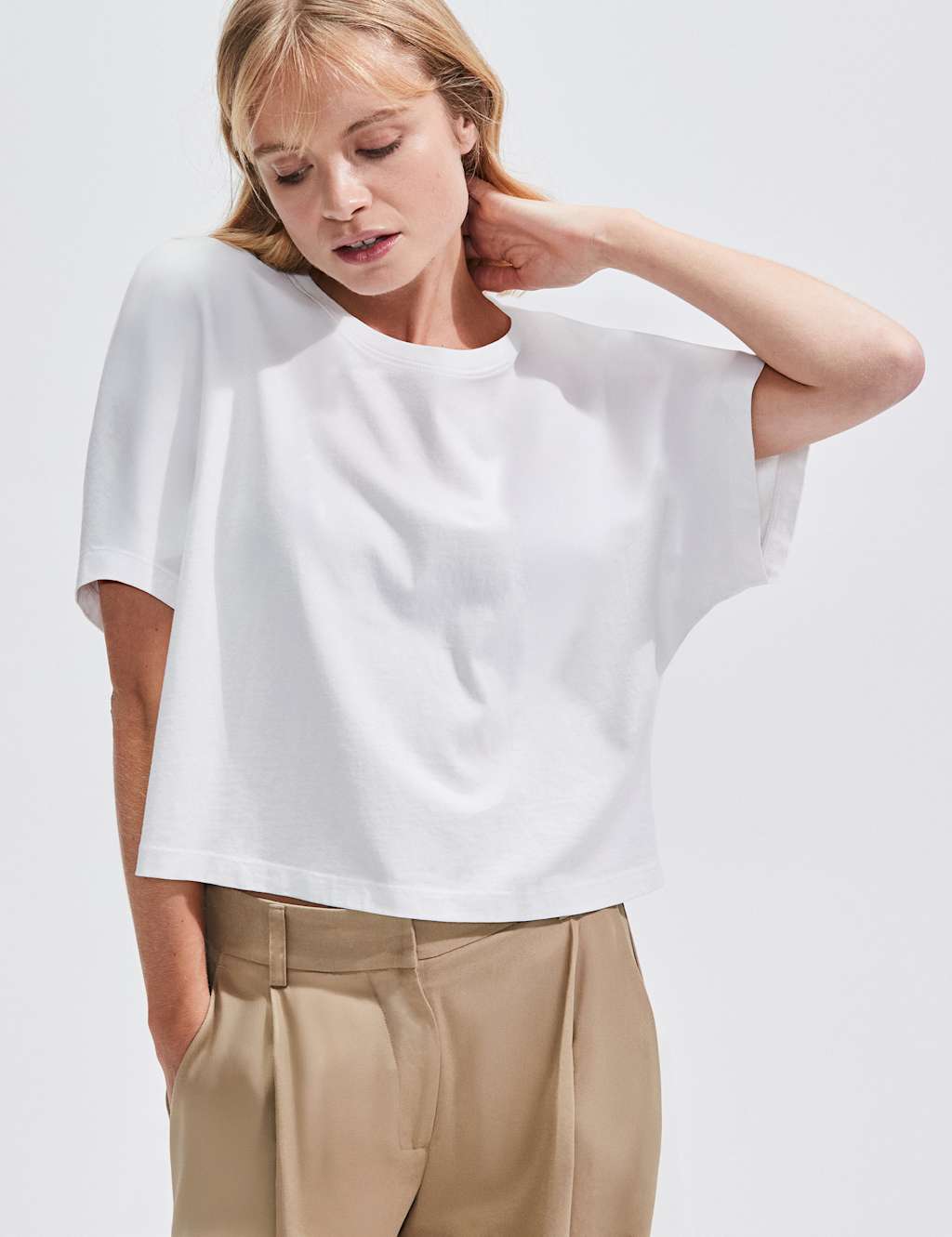 Pure Cotton Crew Neck Boxy Top
