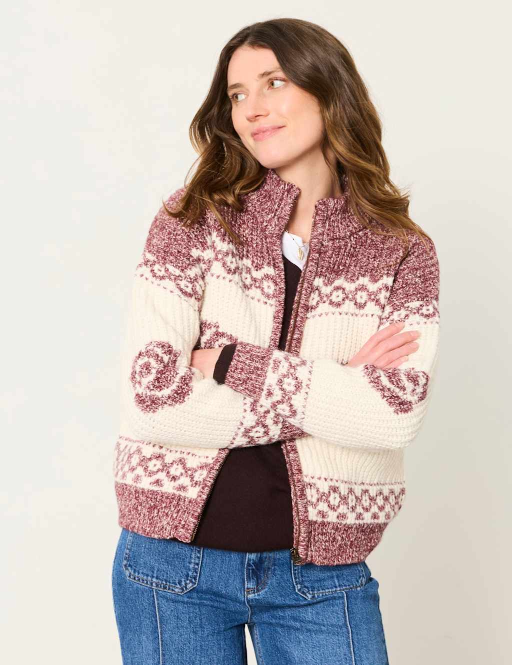 Fatface Women's Cotton Blend Floral Cardigan - 12 - Purple Mix - Available at M&S