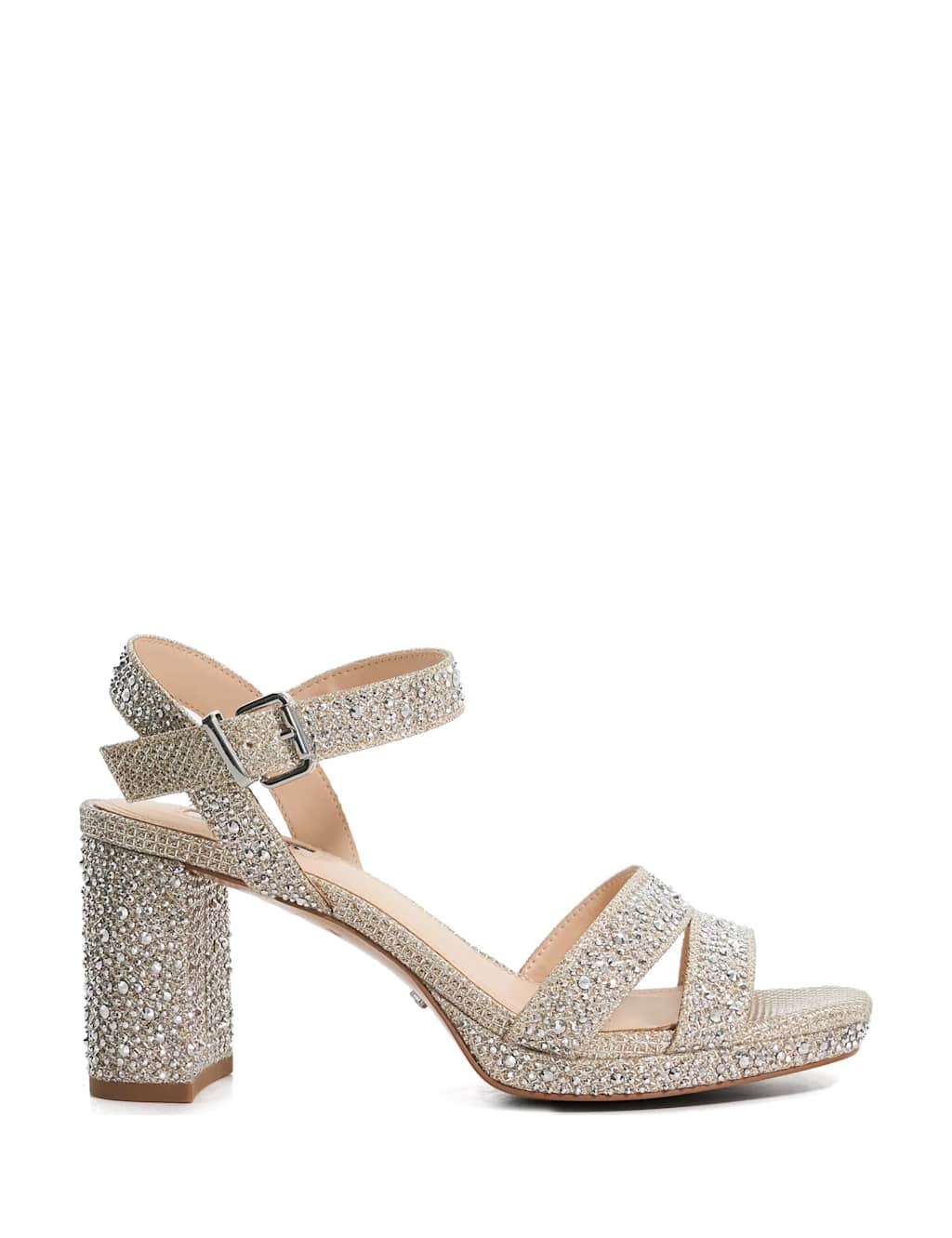 Dune London Sparkle Block Heel Sandals Gold