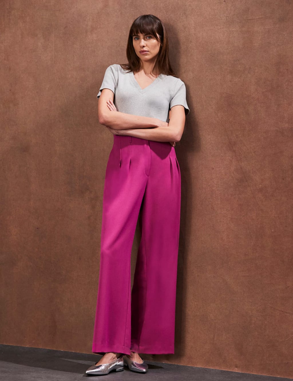 High Waisted Wide Leg Trousers