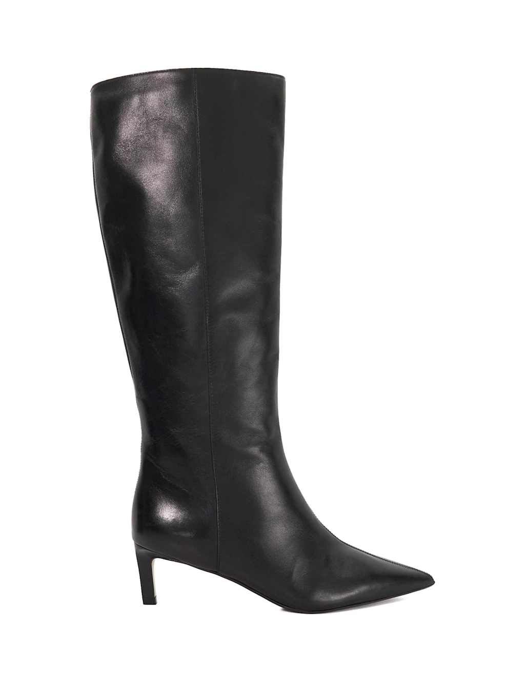 Dune London Wide Fit Leather Stiletto Heel Knee High Boots Black