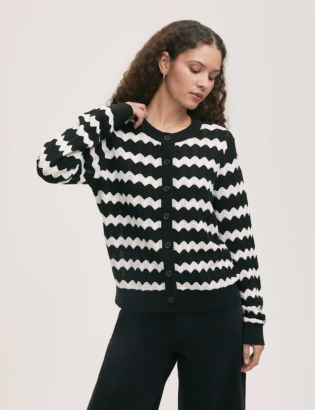 Pure Cotton Striped Button Front Cardigan