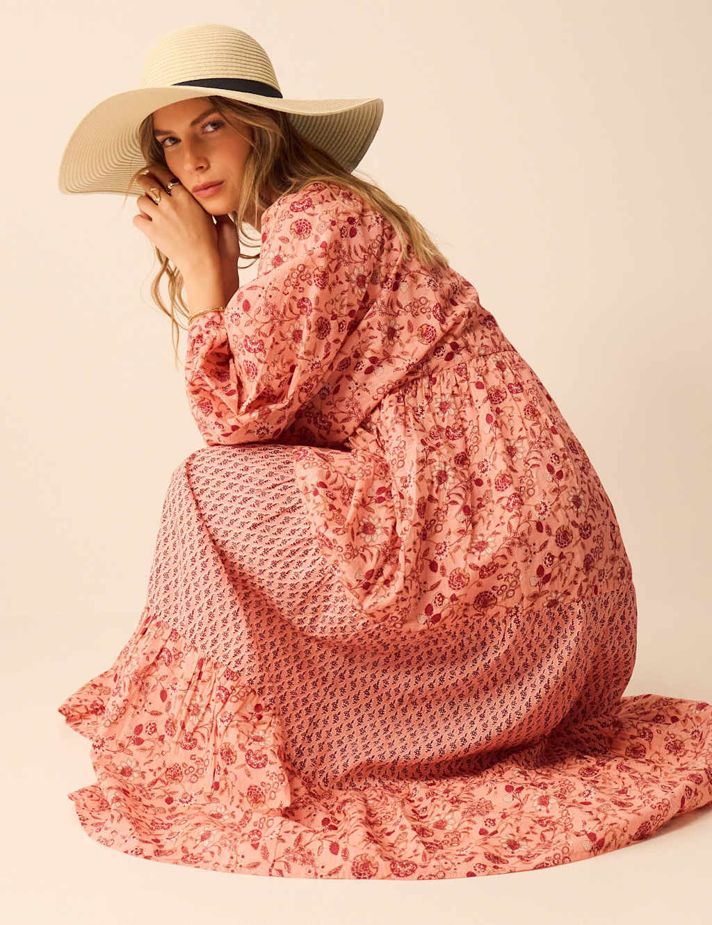Accessorize Women's Pure Cotton Printed V-Neck Maxi Beach Dress - Extra Large - Pink - Available at M&S