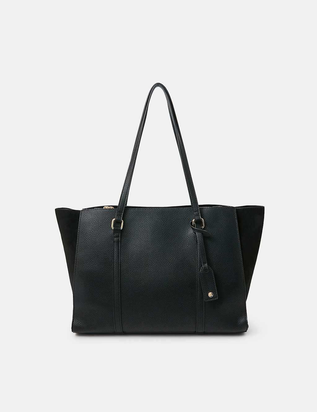 ACCESSORIZE Faux Leather Double Compartment Tote Bag Black