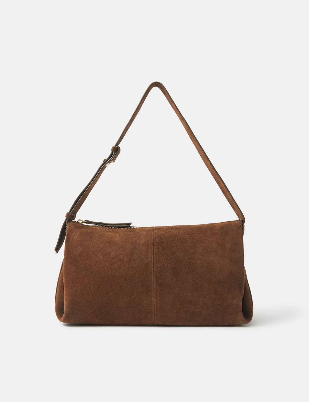 ACCESSORIZE Suede Ruched Shoulder Bag Chocolate