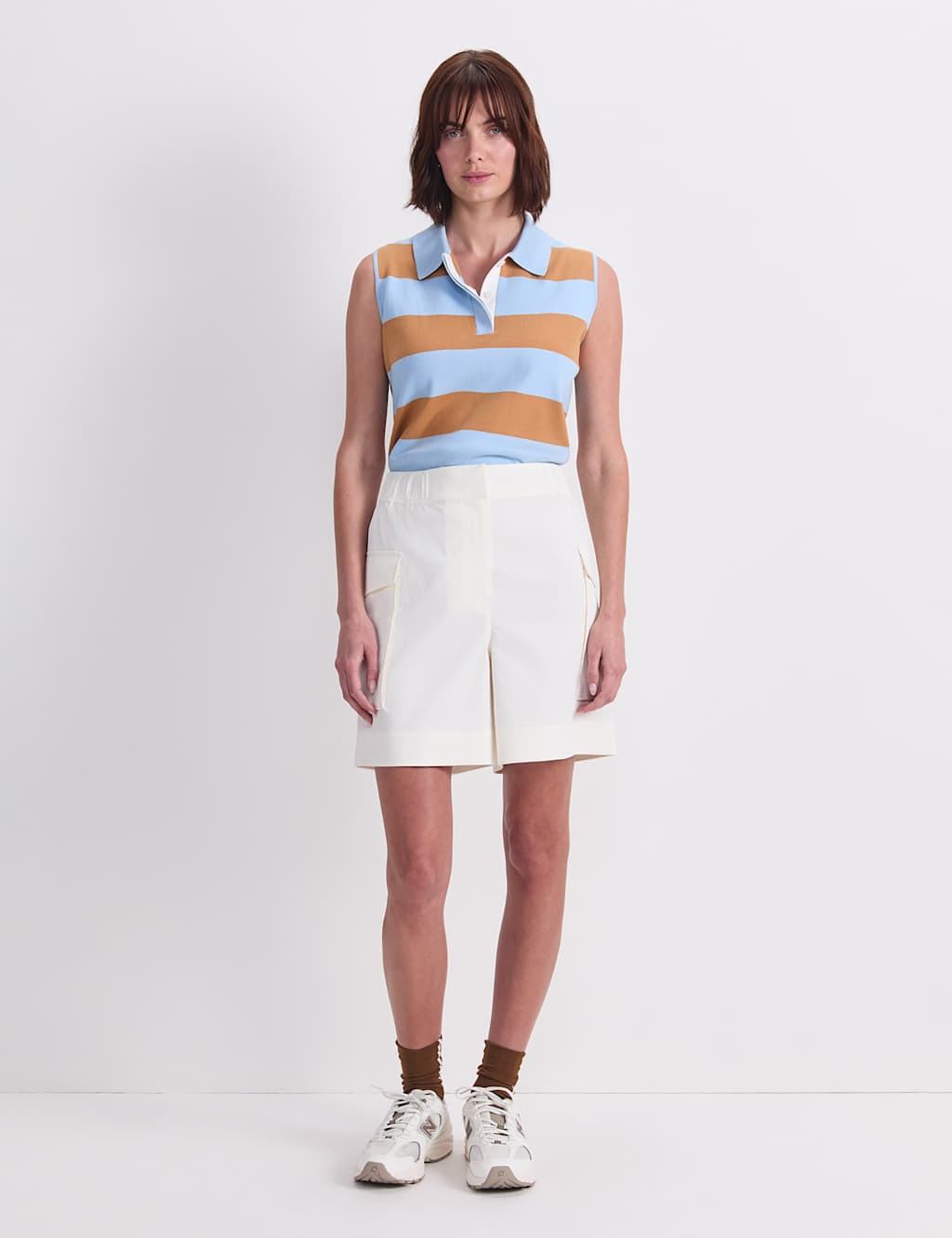 Sportscraft Women's High Waisted Cargo Shorts - 10 - Ecru - Available at M&S