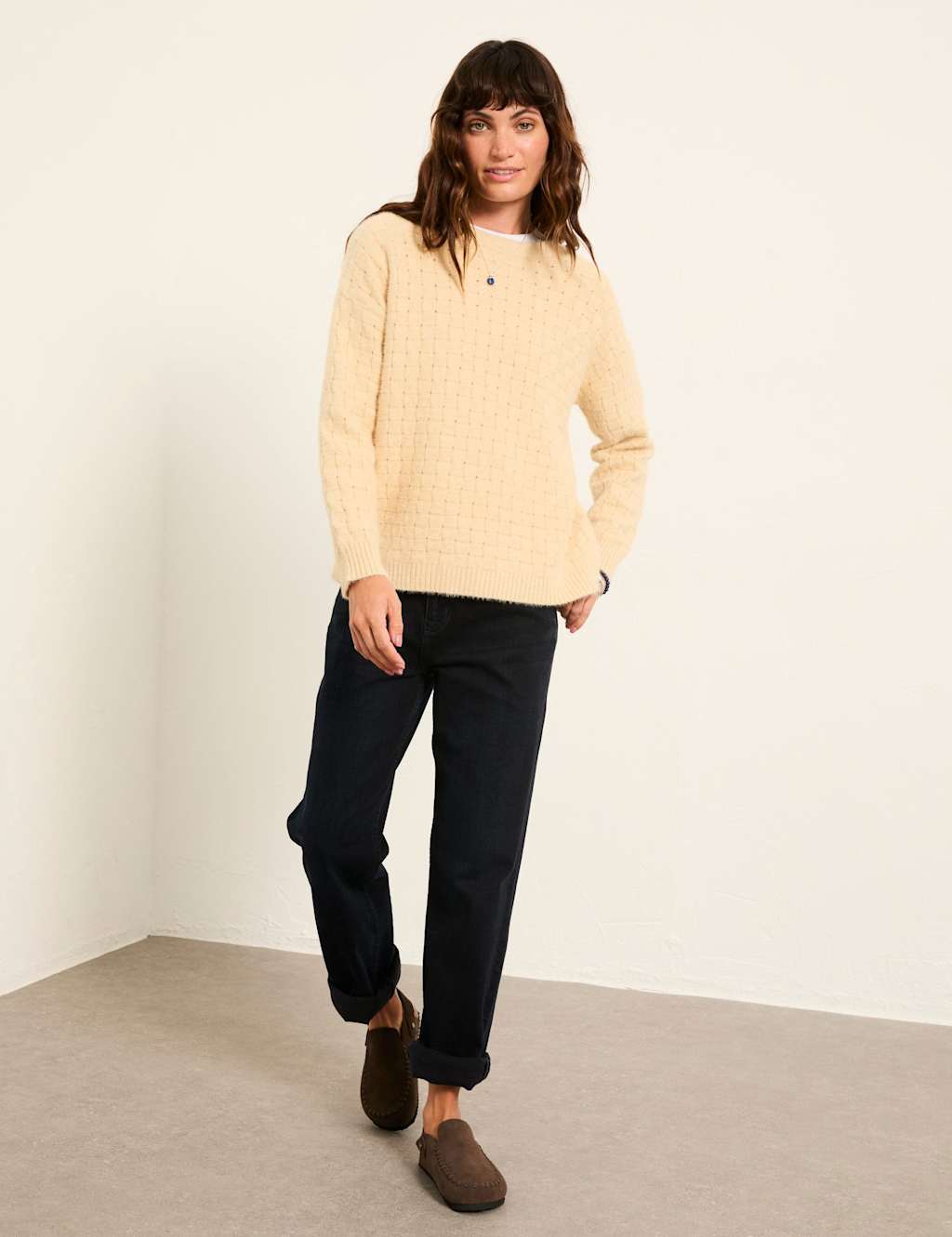 Fatface Women's Cotton Rich Ribbed Jumper - 12 - Yellow - Available at M&S