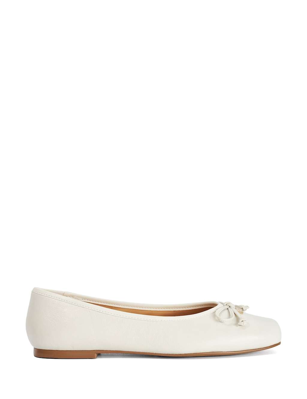 Dune London Women's Leather Square Toe Ballet Pumps - 3 - Ecru - Available at M&S