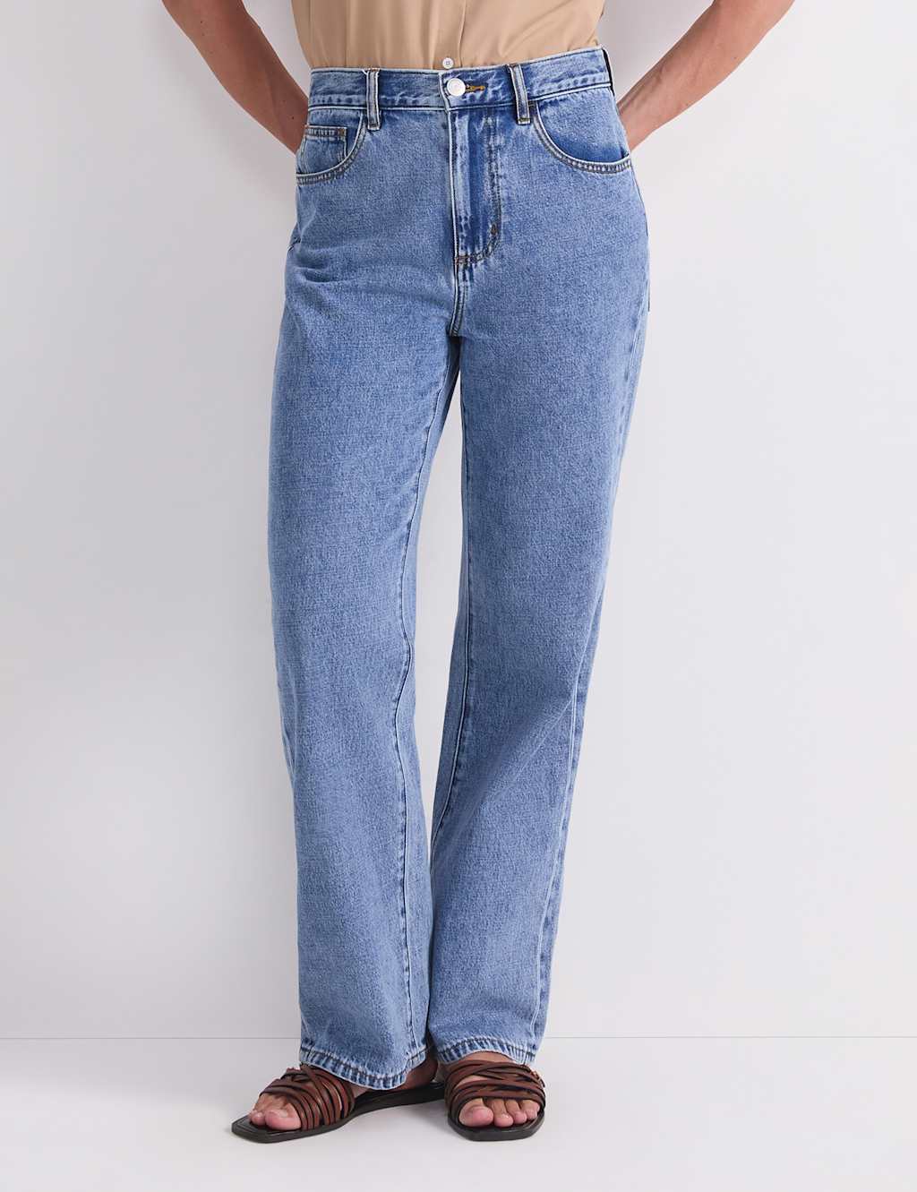 Sportscraft Women's High Waisted Straight Leg Jeans - 12 - Blue - Available at M&S