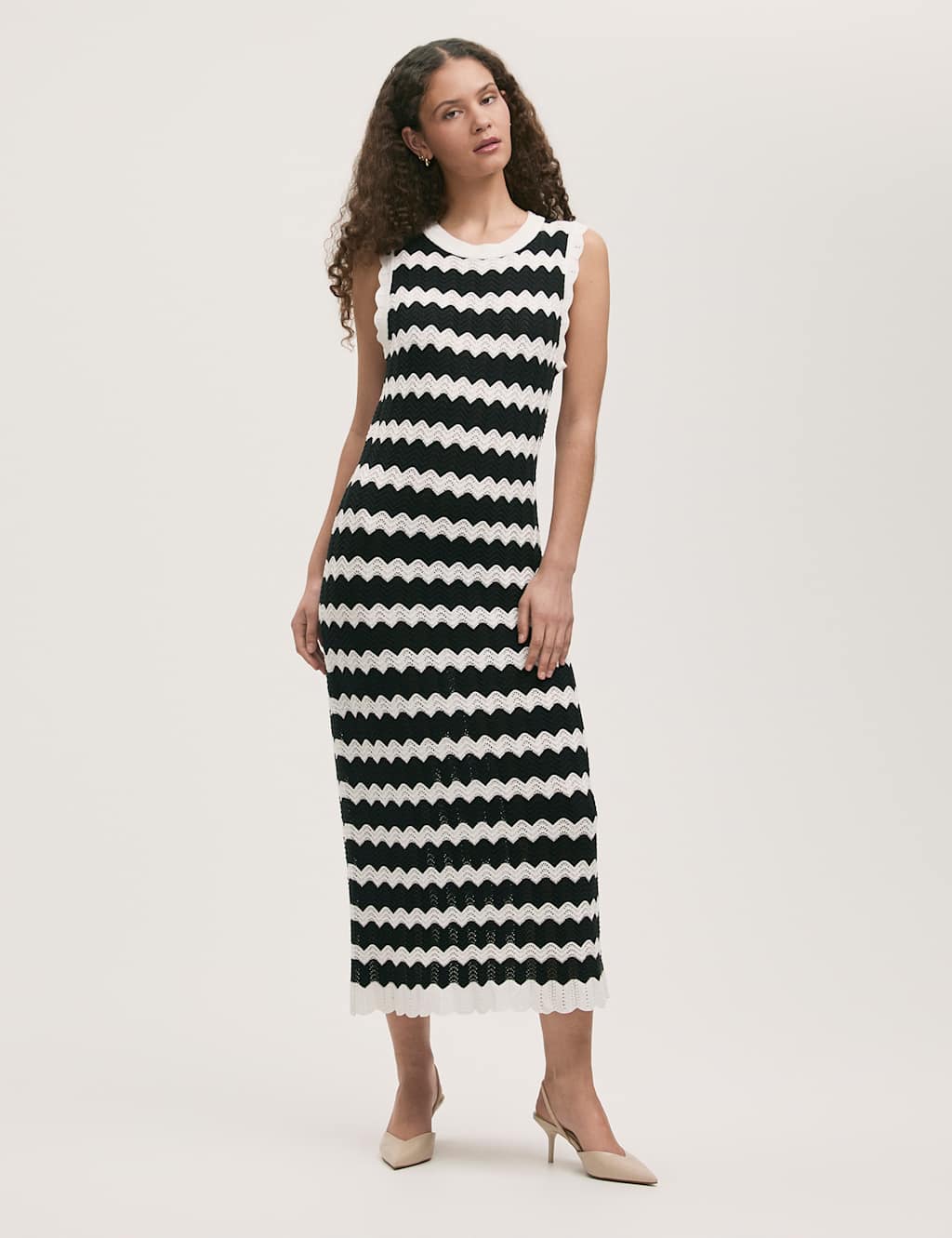 Pure Cotton Knitted Striped Beach Dress